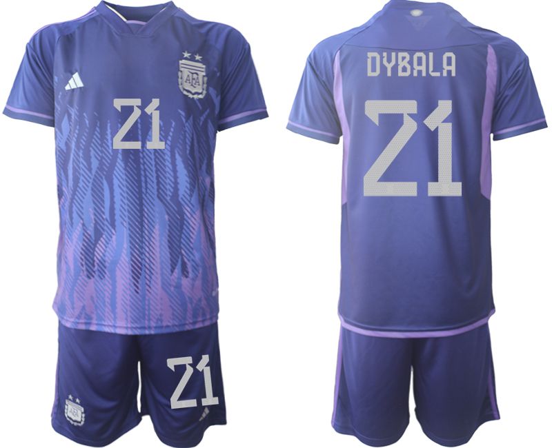 Men 2022 World Cup National Team Argentina away purple #21 Soccer Jersey